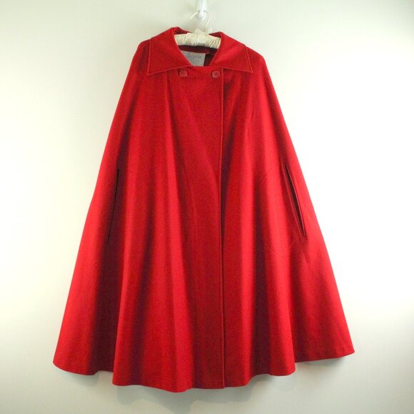 Pendleton Jackets & Blazers - Pendleton Vintage Red Virgin Wool Wrap Button Neck Collared Poncho Cape Coat M L